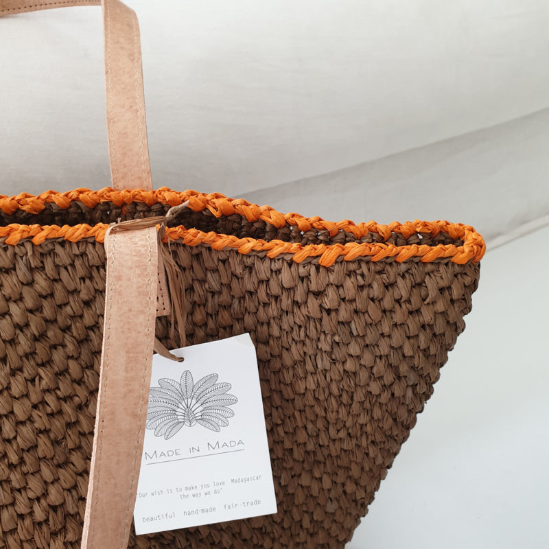Julie Bag Tea with orange detail Made in Mada