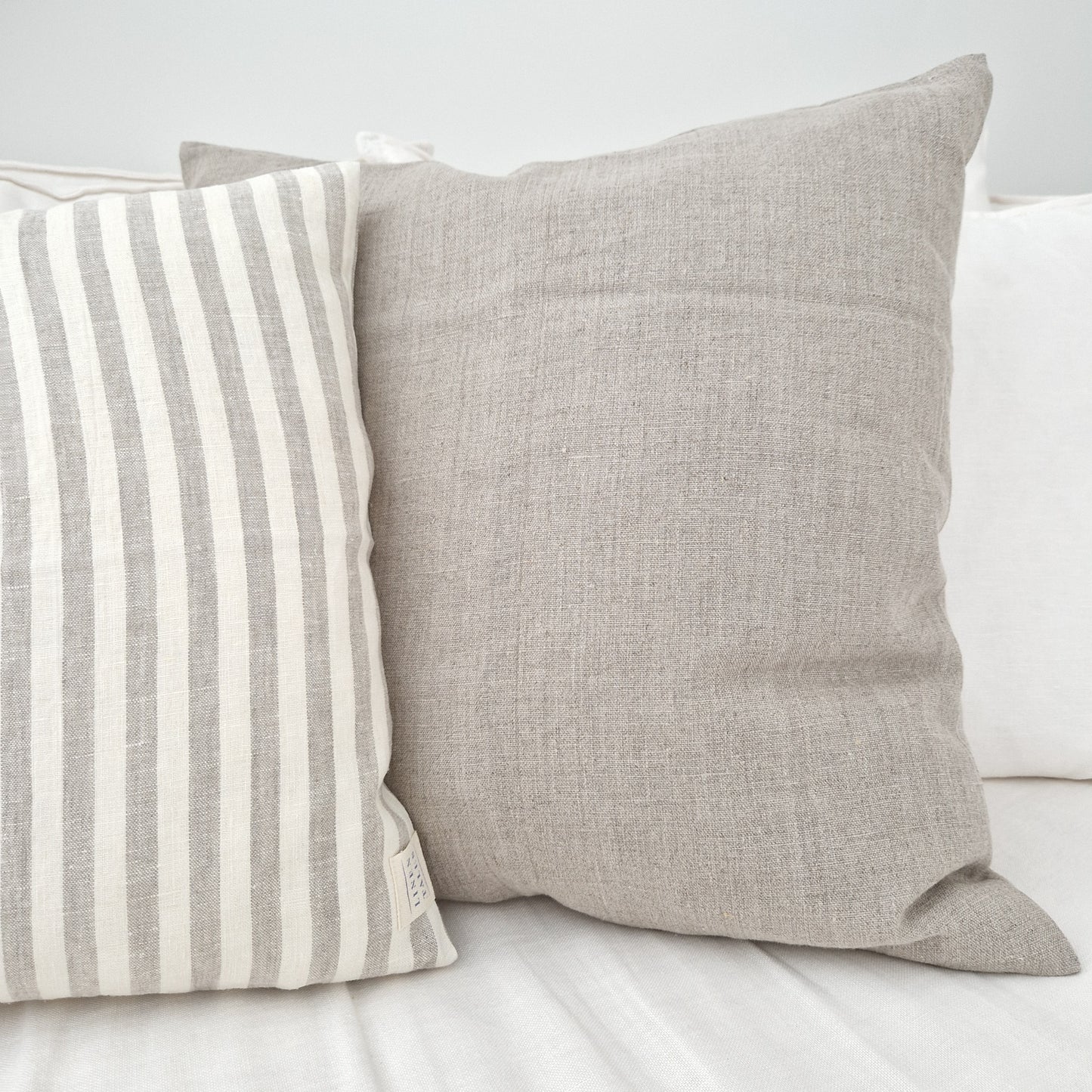 Linen cushion cover Striped Off-White/Natural 50x50