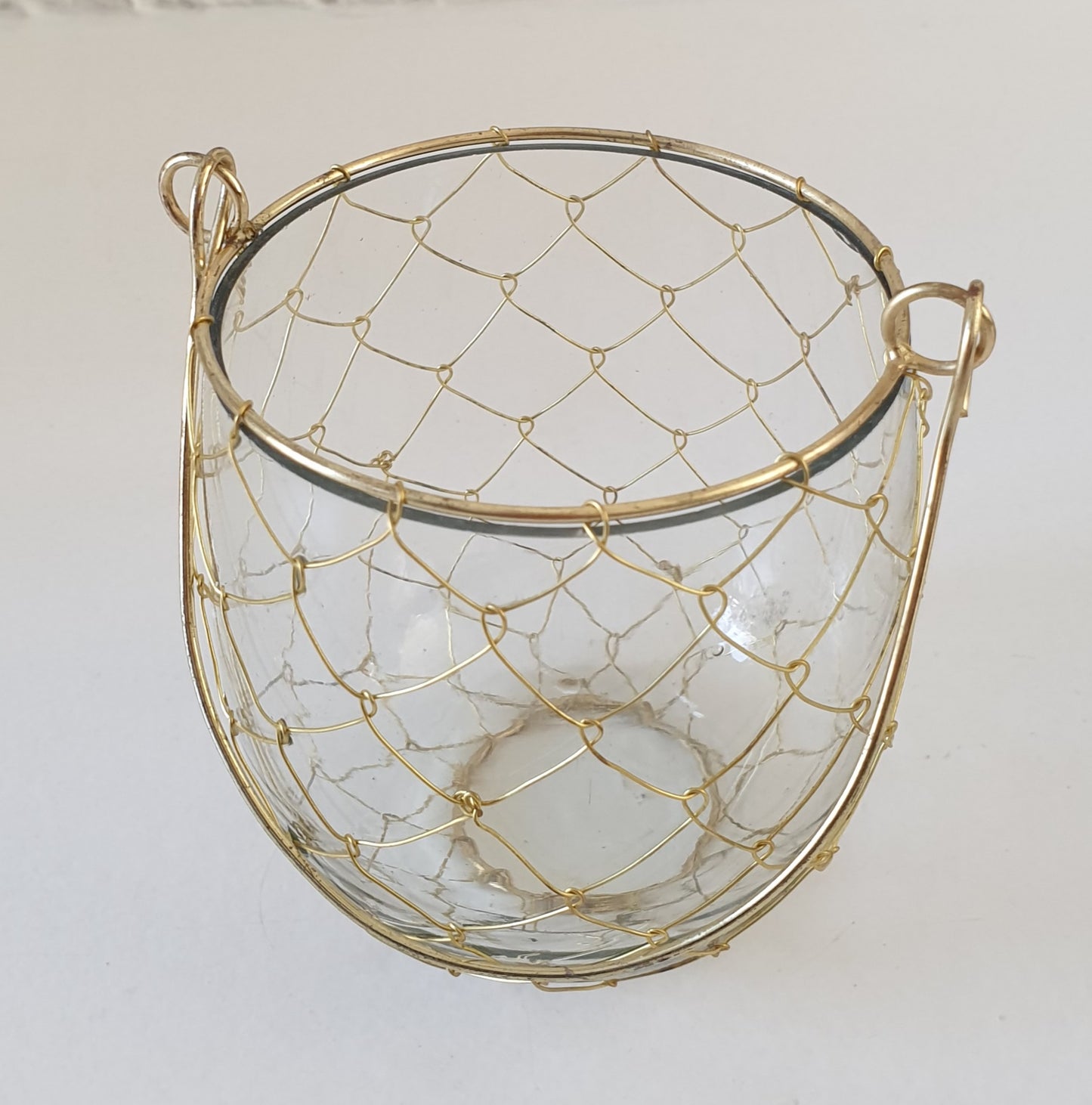 Hanging vase/wind-light with gold thread