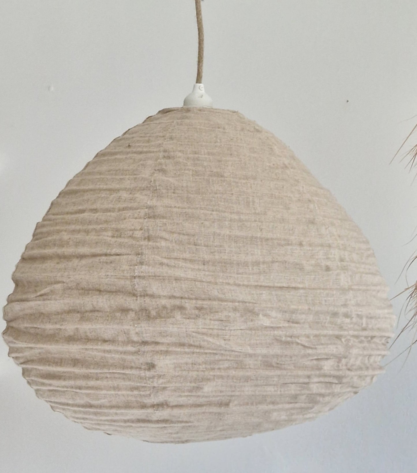 Lantern lamp Natural coarse woven linen Medium