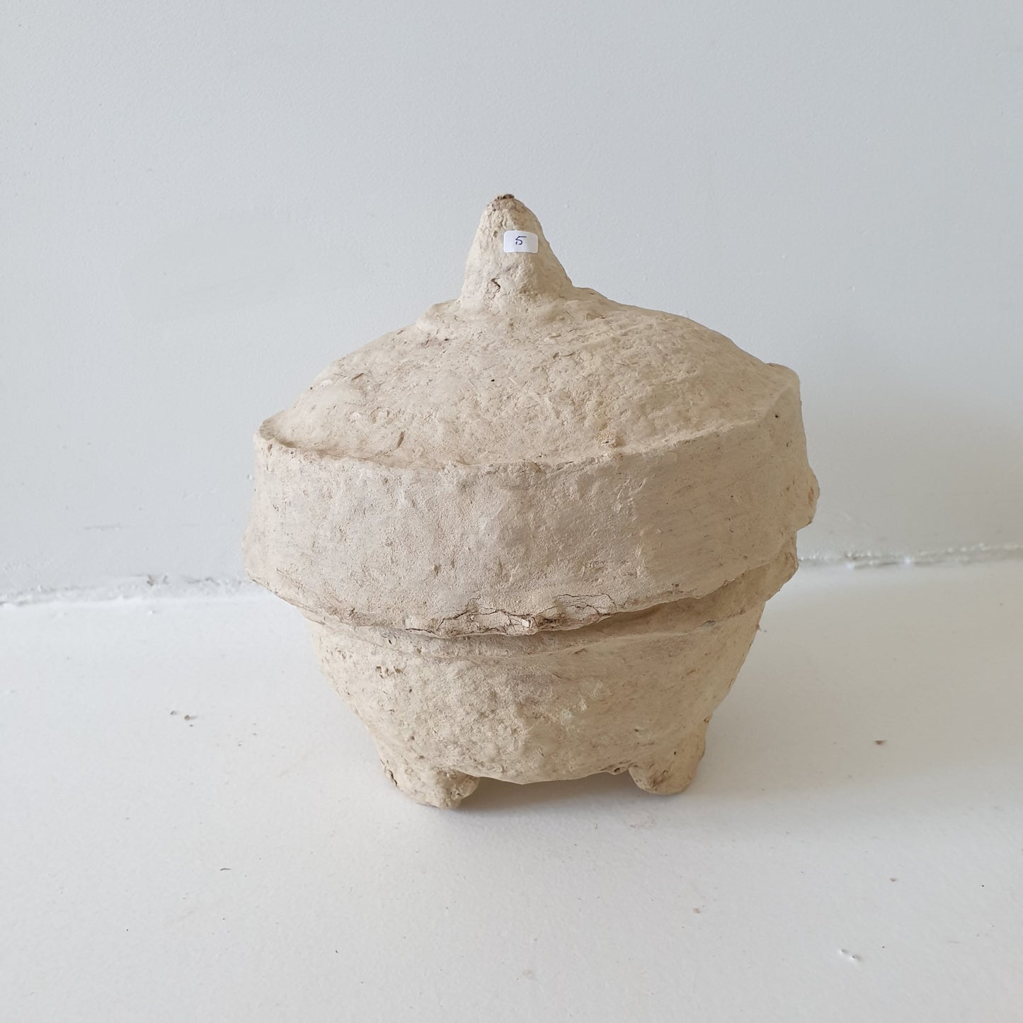 Papier-mâché pot natural with lid