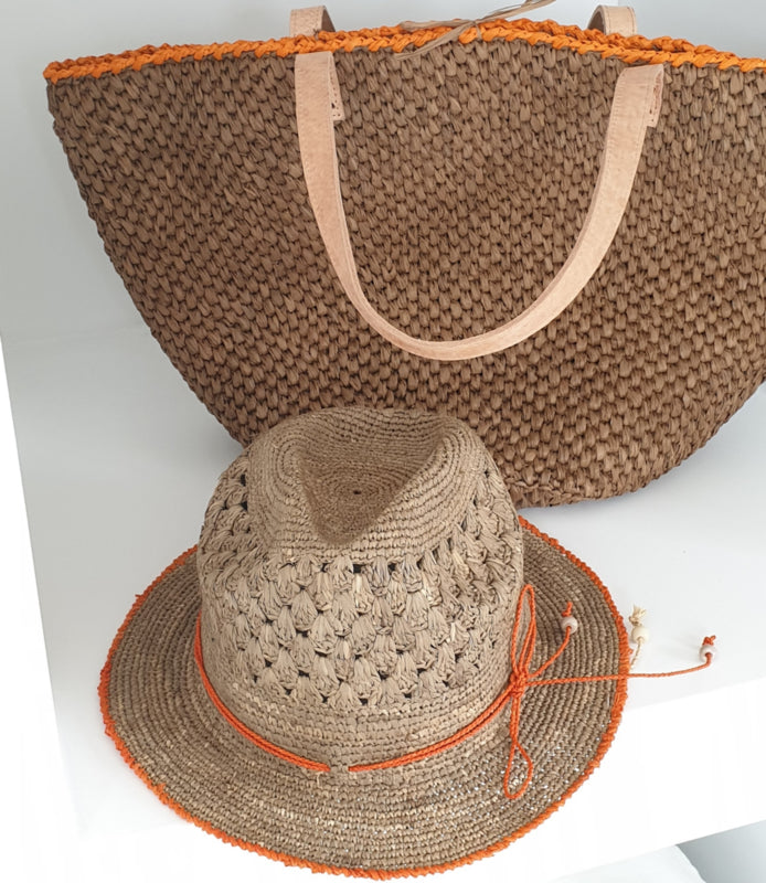 Julie Bag Tea with orange detail Made in Mada