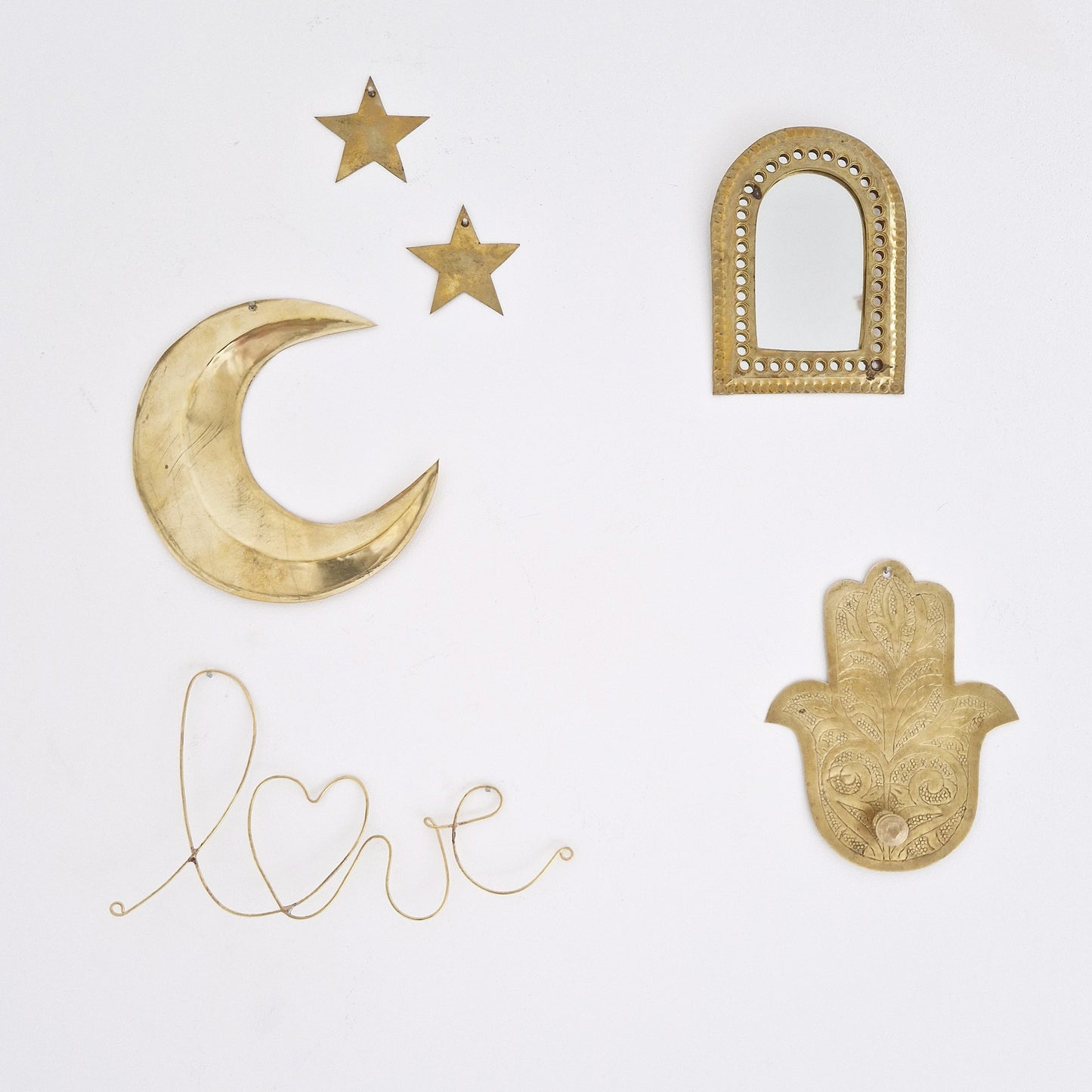 Wall hook Hamsa hand brass