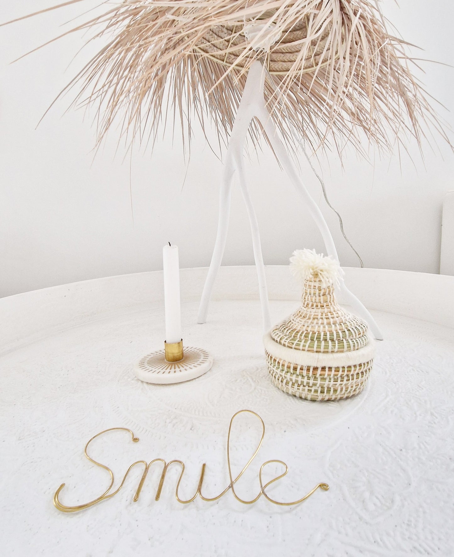 "Smile" Brass wire word