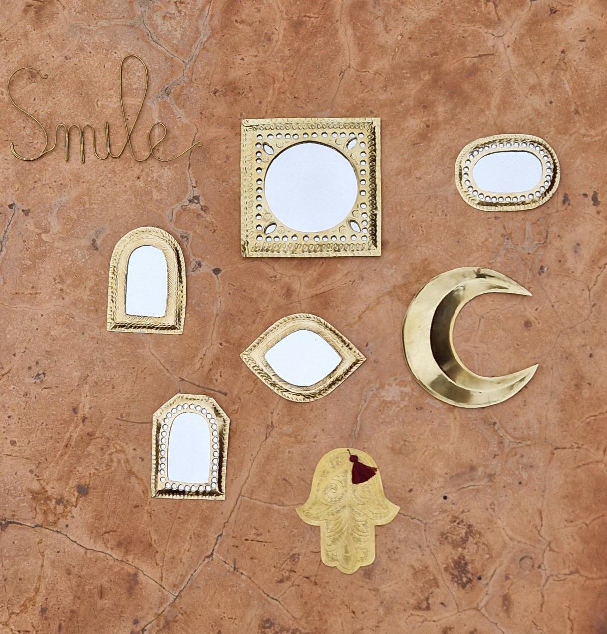 "Smile" Brass wire word