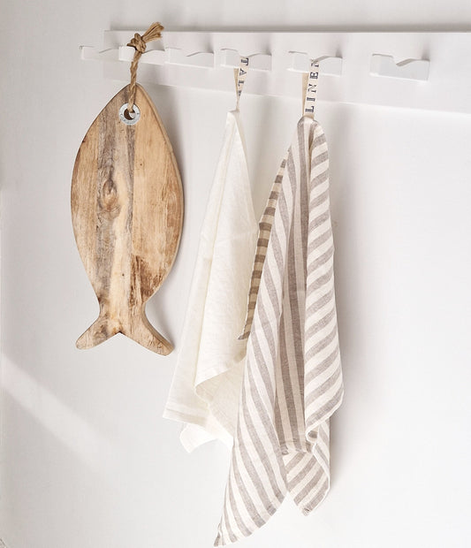 Linen Kitchen towel Stripe Off White/Natural