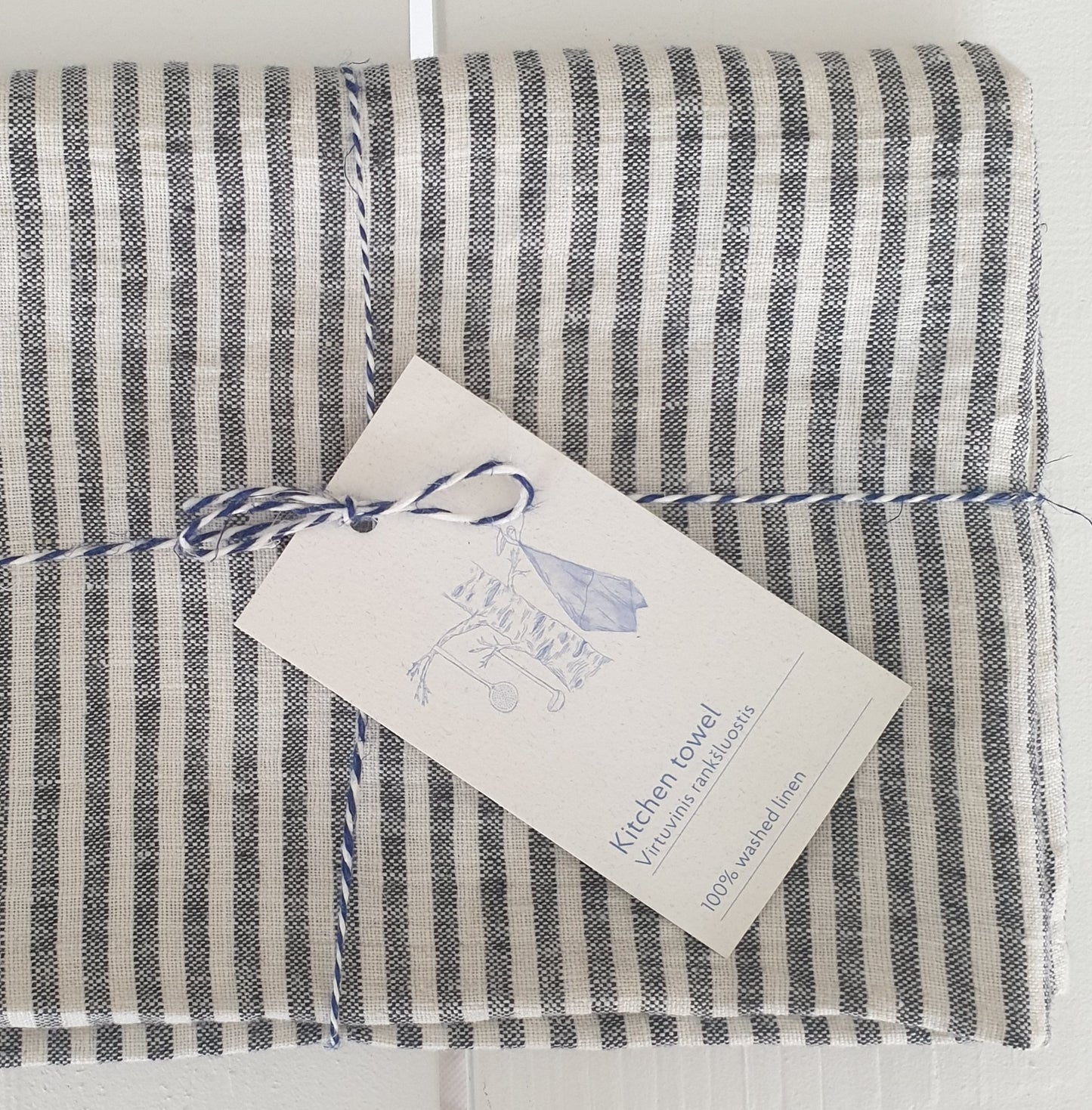Linen tea towel Black Stripes